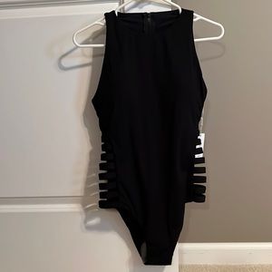 Seafolly Black High Neck One-Piece Swimsuit with Ladder Side Cutouts